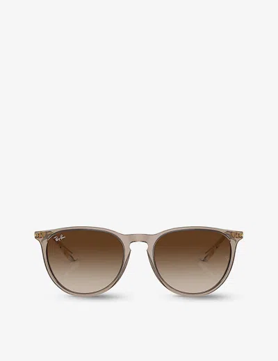 RAY BAN WOMENS TAN RB4171 ERIKA ROUND-FRAME ACETATE SUNGLASSES