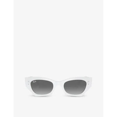 RAY BAN WOMENS WHITE RB4430 ZENA IRREGULAR-FRAME ACETATE SUNGLASSES