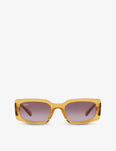 RAY BAN WOMENS YELLOW RB4395 KILIANE PILLOW-FRAME ACETATE SUNGLASSES,66896679