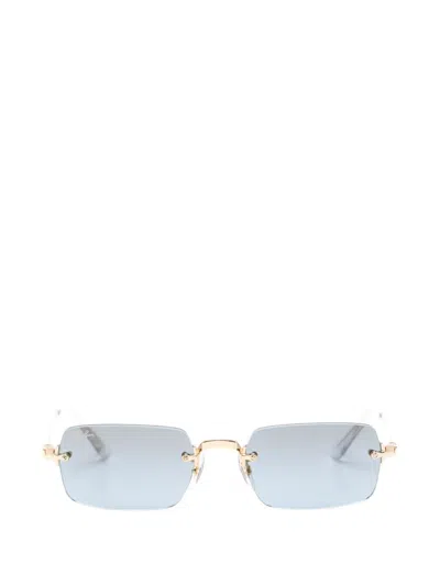 Ray Ban X A$ap Rocky Rimless Rectangle-frame Sunglasses In Blue