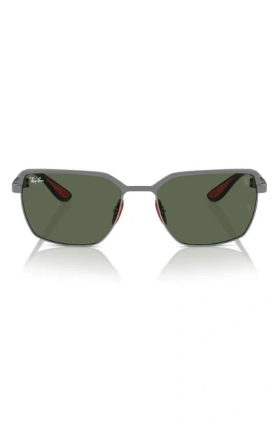 Ray Ban X Ferrari Scuderia 58mm Square Sunglasses In Dark Green