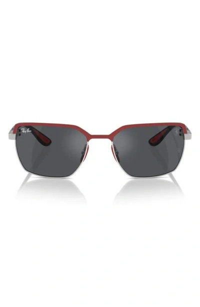 Ray Ban X Ferrari Scuderia 58mm Square Sunglasses In Dark Grey