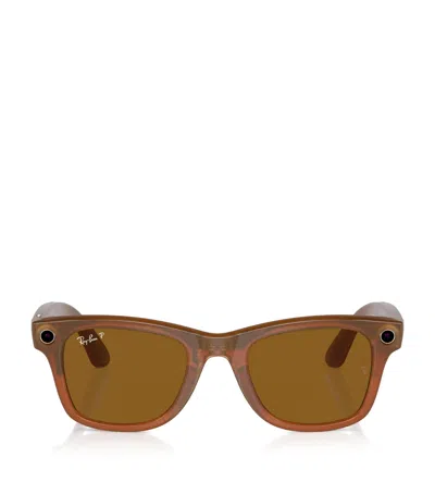 Ray Ban X Meta Smart Wayfarer Sunglasses In Beige