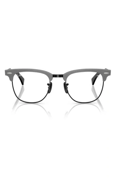 Ray Ban Ray-ban X Scuderia Ferrari 51mm Square Optical Glasses In Black Grey