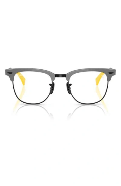 Ray Ban Ray-ban X Scuderia Ferrari 51mm Square Optical Glasses In Dark Grey/yellow