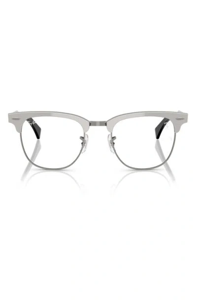 Ray Ban Ray-ban X Scuderia Ferrari 51mm Square Optical Glasses In Silver