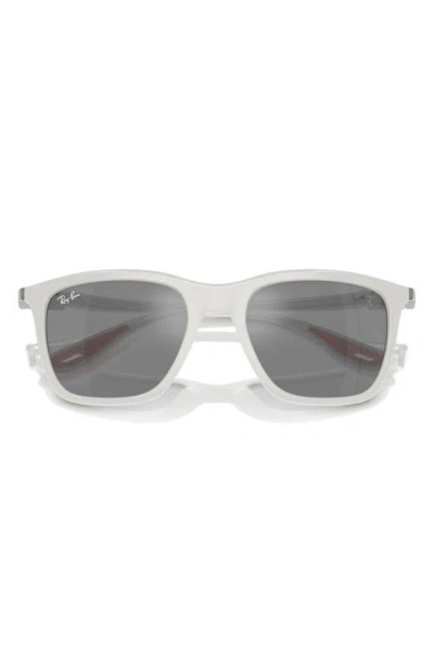 Ray Ban X Scuderia Ferrari 54mm Square Sunglasses In White