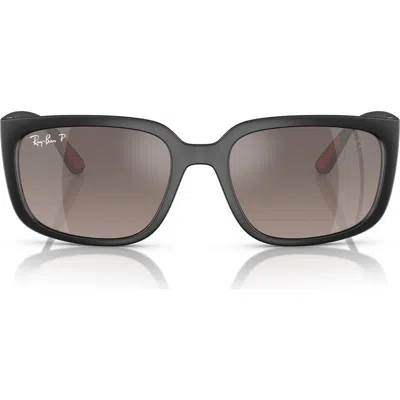 Ray Ban Ray-ban X Scuderia Ferrari 57mm Chromance Polarized Square Sunglasses In Matte Black