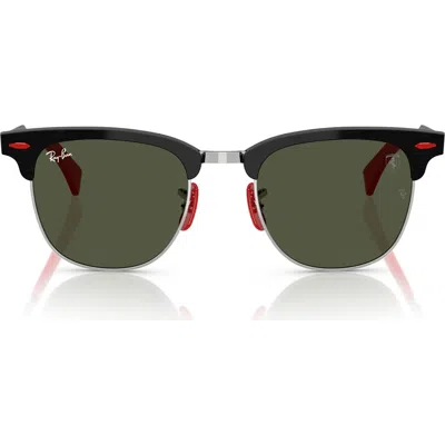 Ray Ban Ray-ban X Scuderia Ferrari Clubmaster 51mm Square Sunglasses In Green