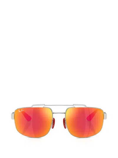 Ray Ban X Scuderia Ferrari Rectangle-frame Sunglasses In Orange