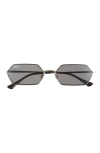 Ray Ban Yevi 58mm Rectangular Sunglasses In Light Gold
