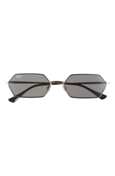 Ray Ban Yevi 58mm Rectangular Sunglasses In Light Gold