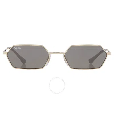 Ray Ban Yevi Dark Grey Mirror Hexagonal Unisex Sunglasses Rb3728 92136v 55 In Metallic