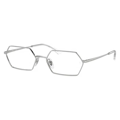 Ray Ban Yevi Demo Hexagonal Unisex Eyeglasses Rx6528 2501 56 In Silver