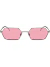 Ray Ban Yevi Bio-based Sunglasses Gunmetal Frame Pink Lenses 55-18 In Grey