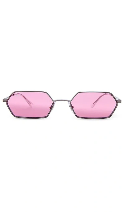 Ray Ban Yevi Sunglasses In Gunmetal & Pink