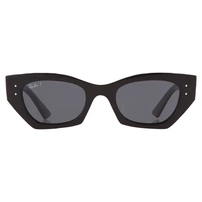 Ray Ban Zena Bio Based Polarized Dark Grey Irregular Unisex Sunglasses Rb4430 667781 52 In Brown