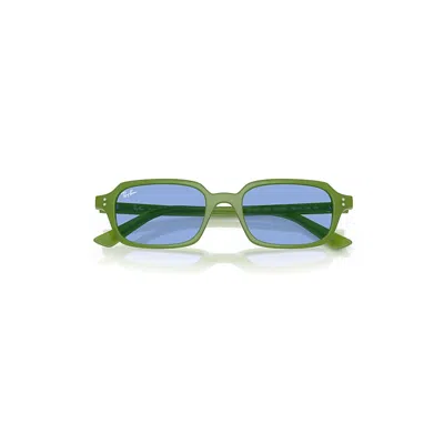 Ray Ban Zuri Bio-based Sunglasses Cloudy Jungle Green Frame Blue Lenses 49-19