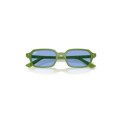Ray Ban Zuri Bio-based Sunglasses Cloudy Jungle Green Frame Blue Lenses 51-19