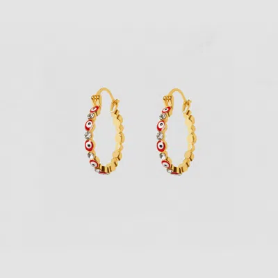 Ray The Evil Eye Bezel Hoop Earrings