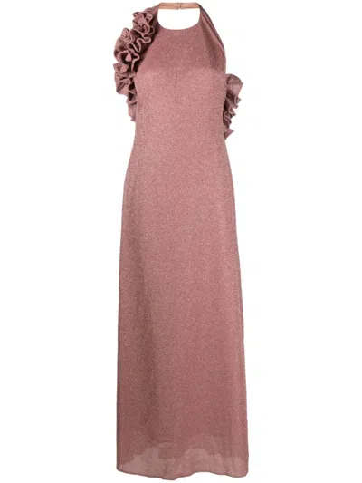 Rayane Bacha Olivia Metallic Maxi Dress In Pink