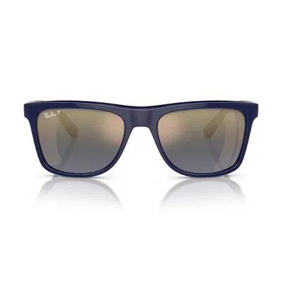 Rayban 雷朋太阳眼镜方形大框大脸显瘦男女款开车防晒墨镜0rb4413 In Blue