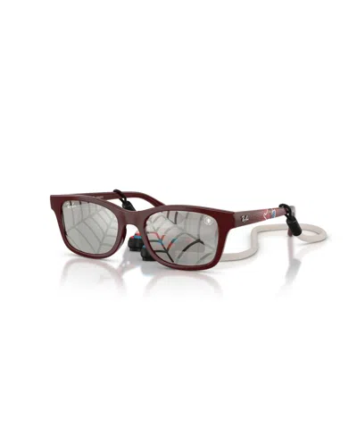 Ray-ban Jr Kids Spiderman Rb9086s Rectangle Sunglasses In Dark Red
