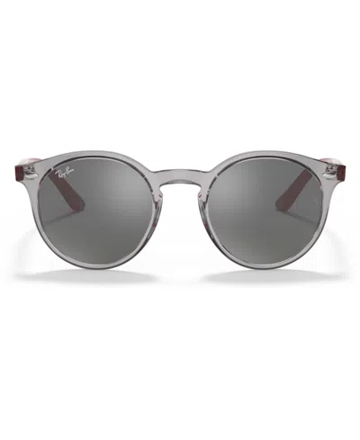 Ray-ban Jr . Kids Sunglasses, Rj9064 (ages 7-10) In Transparent Grey,grey Mirror Silver