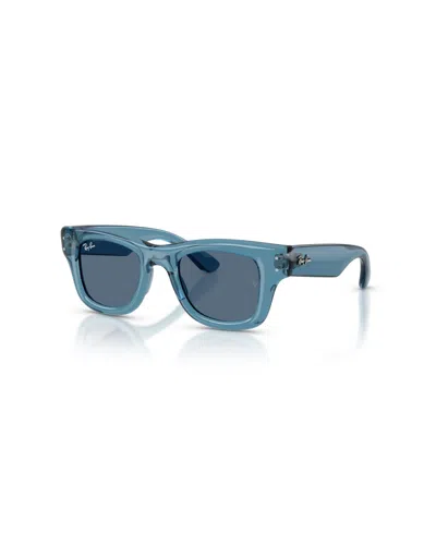 Ray-ban Jr Kids' Puffer Square Sunglasses For Round Faces In Blue