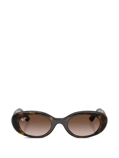 Ray-ban Junior Kids' Oval-frame Sunglasses In Brown