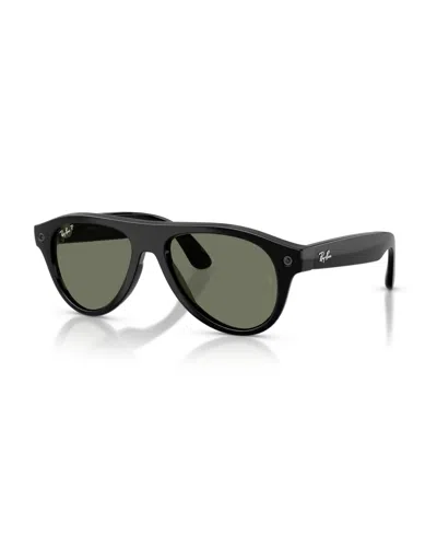 Ray-ban Meta Polarized Ai Aviator Sunglasses Fury Rw4016 In Black