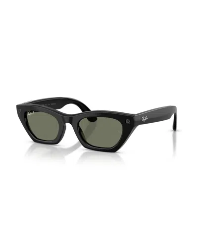 Ray-ban Meta Unisex Ai Polarized Cat-eye Sunglasses Zena Rw4015 In Shiny Black