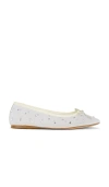 Raye Cami Flat In White Mesh Diamante