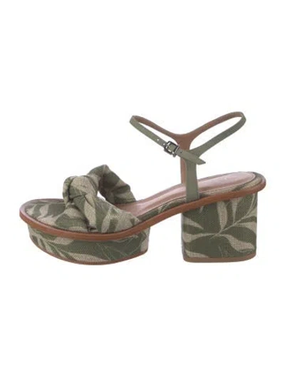 Pre-owned Raye Canvas Floral Print Sandals In Green