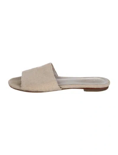Pre-owned Raye Canvas Slides In Neutrals