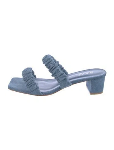 Pre-owned Raye Denim Slides In Blue