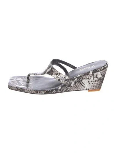 Pre-owned Raye Embossed Leather Animal Print Sandals In Silver