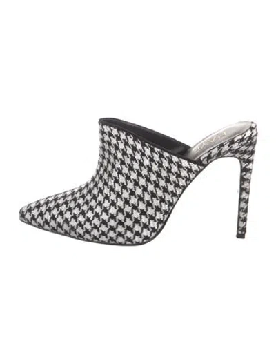 Pre-owned Raye Houndstooth Print Mules In White
