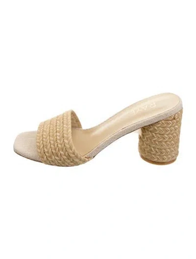 Pre-owned Raye Jute Slides In Gold/metallic