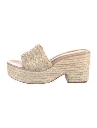Pre-owned Raye Jute Slides In Neutrals