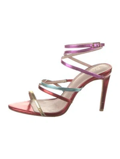 Pre-owned Raye Leather Colorblock Pattern Sandals In Pink