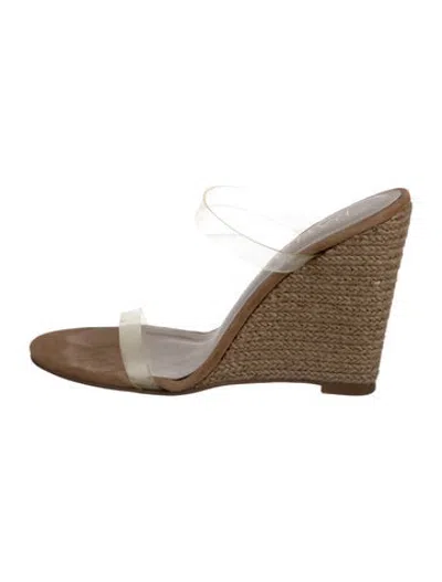 Pre-owned Raye Leather Espadrilles In Brown/clear/neutrals