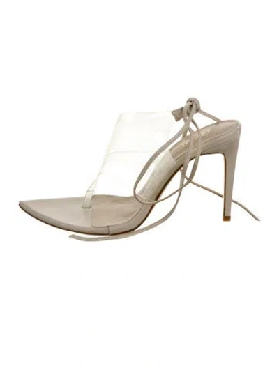 Pre-owned Raye Leather Lasercut Accents T-strap Sandals In Neutral