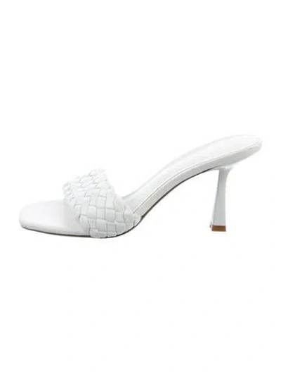 Pre-owned Raye Leather Patterned Slides In White