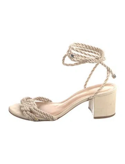 Pre-owned Raye Leather Sandals In Neutrals