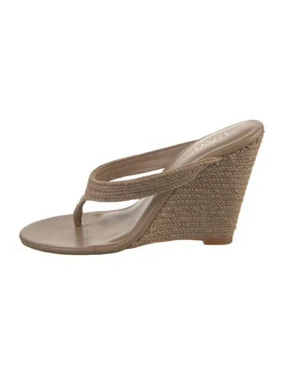 Pre-owned Raye Leather Sandals In Neutrals