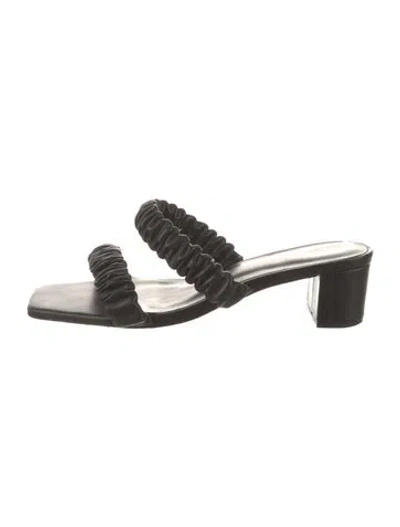 Pre-owned Raye Leather Slides In Black
