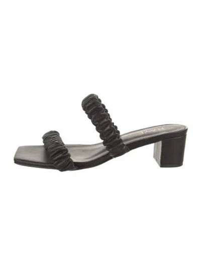Pre-owned Raye Leather Slides In Black