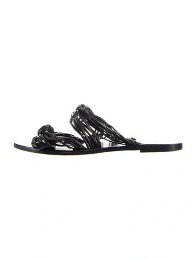 Pre-owned Raye Leather Slides In Black