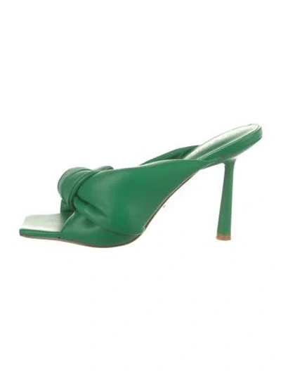 Pre-owned Raye Leather Slides In Green